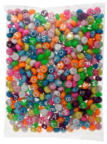 Acrylic Alphabet Bead 8mm Bright Multi Beads/Silver Letters