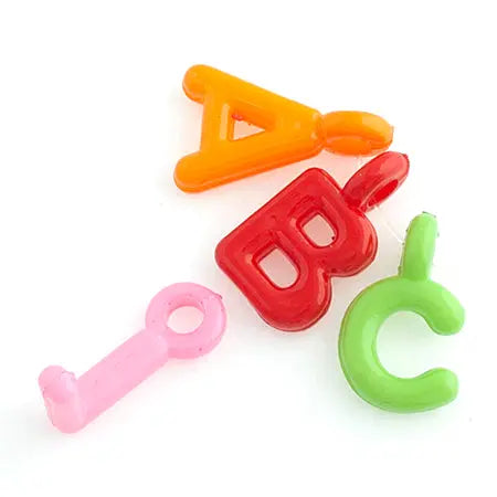 Acrylic Bead Alphabet Charms 23x13mm Bright Multi