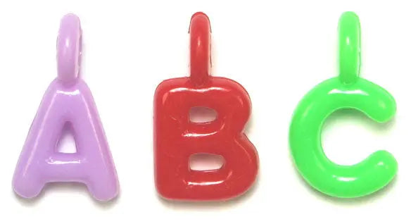 Acrylic Bead Alphabet Charms 23x13mm Bright Multi