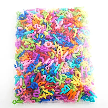 Acrylic Bead Alphabet Charms 23x13mm Bright Multi