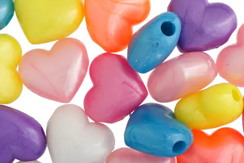 Acrylic Pony Bead Lg. Heart Pearl Multi 19x16mm