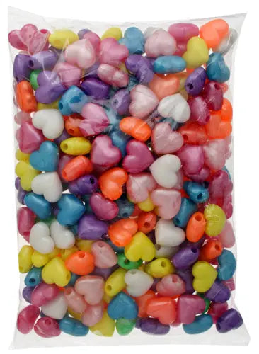 Acrylic Pony Bead Lg. Heart Pearl Multi 19x16mm