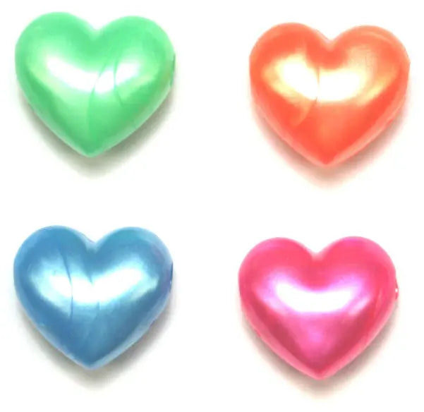 Acrylic Pony Bead Lg. Heart Pearl Multi 19x16mm