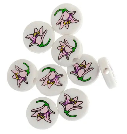 Bead Discs 19mm Flower Pink