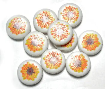 Bead Discs 19mm Flower Orange Yellow