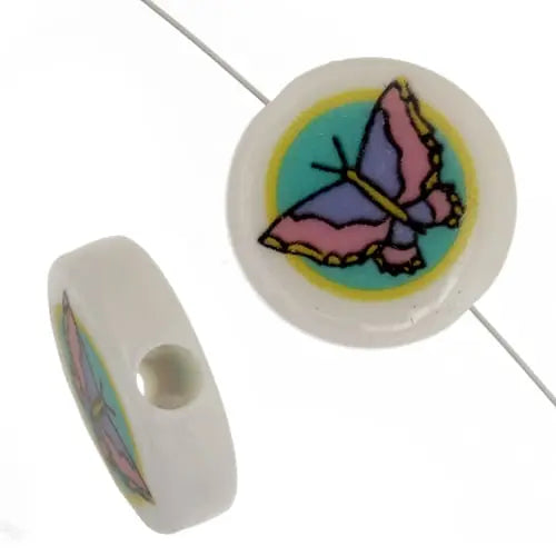 Bead Discs 19mm Butterfly Pink