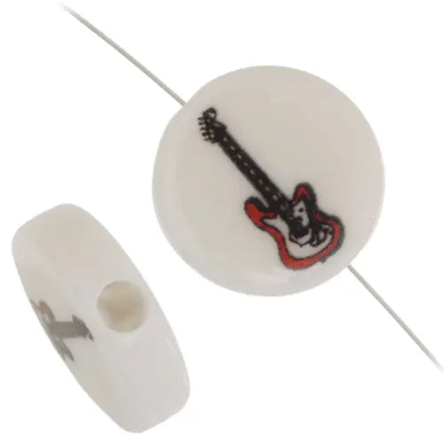 Bead Discs 19mm Red Guitar