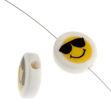 Bead Discs 19mm Happy Face with Shades