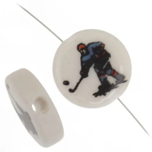 Bead Discs 19mm Hockey Player