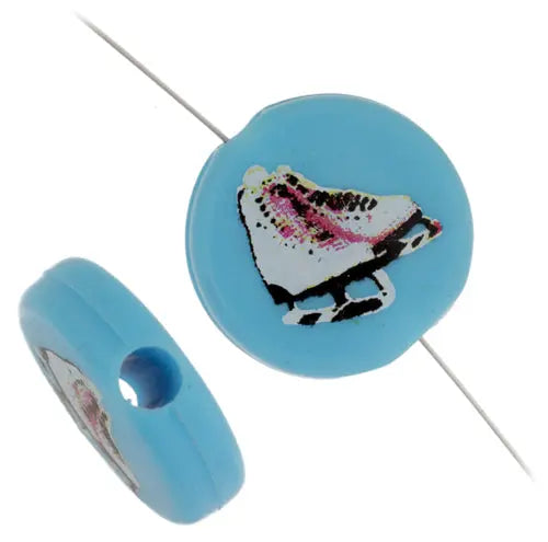 Bead Discs 19mm Skates Pink White