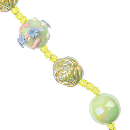 Super Cute Acrylic Bead Round/Roses/Candy 5in Strand Light Green/Dark Green/ Multi Color