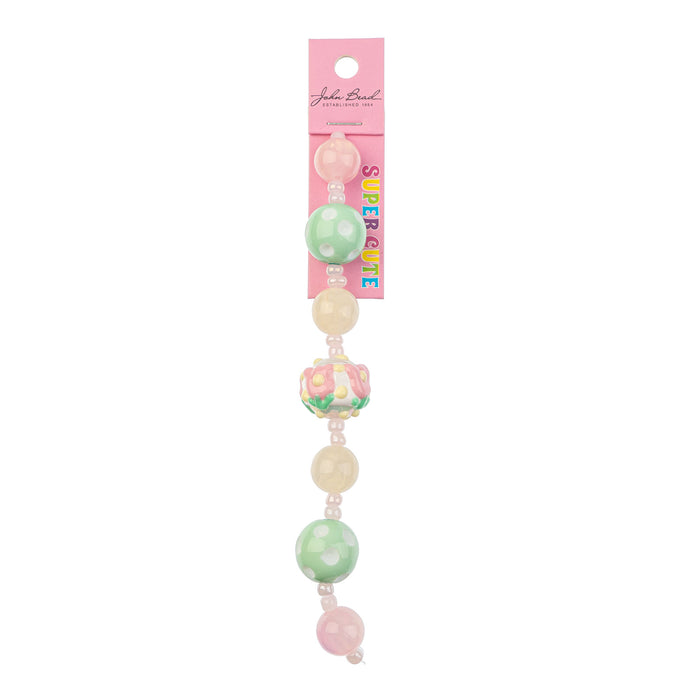 Super Cute Acrylic Bead Candy/Round Polkadot 5in Strand