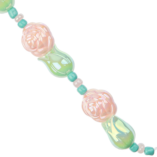 Super Cute Acrylic Bead Roses/Tulips 5in Strand Light