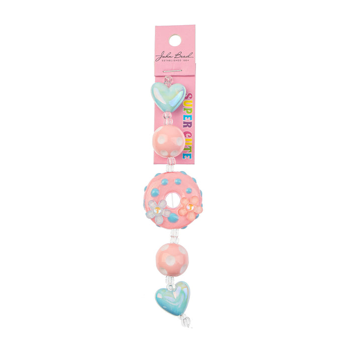 Super Cute Acrylic Bead Heart/Donut/Polkadot 5in Strand