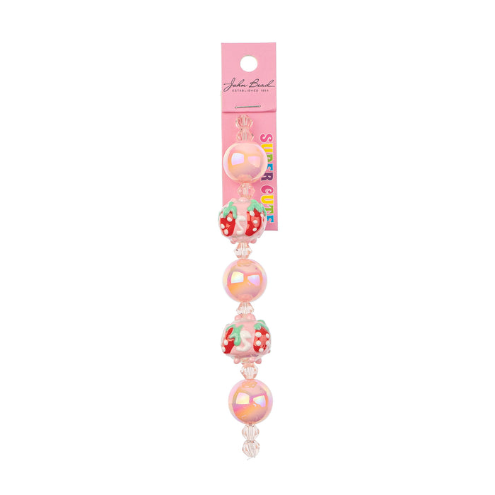 Super Cute Acrylic Bead Round/Strawberry Candy 5in Strand Light Pink