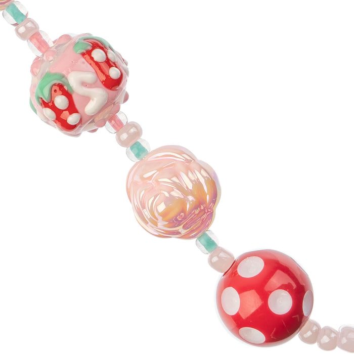 Super Cute Acrylic Bead Roses/Candy/Polkadot 5in Strand Light Pink/Fuchsia