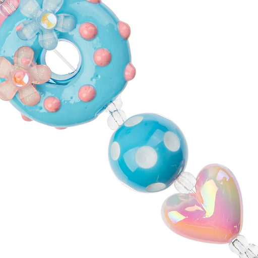 Super Cute Acrylic Bead Heart/Donut/Polkadot 5in Strand