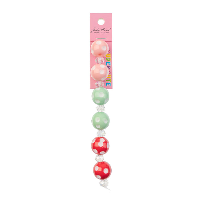 Super Cute Acrylic Bead Round Polkadot 5in Strand