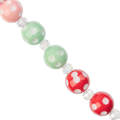 Super Cute Acrylic Bead Round Polkadot 5in Strand 