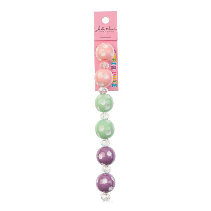 Super Cute Acrylic Bead Round Polkadot 5in Strand