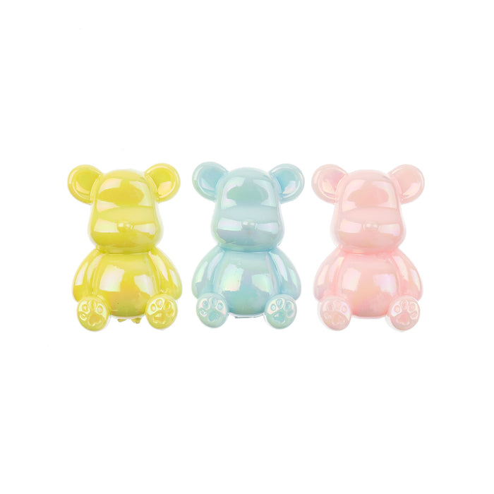 Super Cute Acrylic Bead Kit Bears 3pcs Aurora Borealis