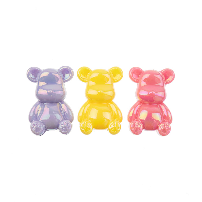 Super Cute Acrylic Bead Kit Bears 3pcs Aurora Borealis