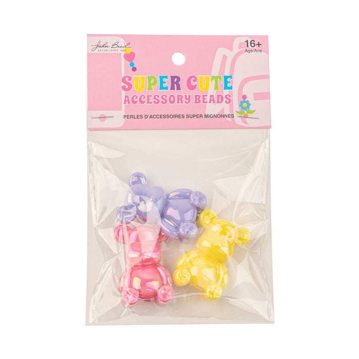 Super Cute Acrylic Bead Kit Bears 3pcs Aurora Borealis