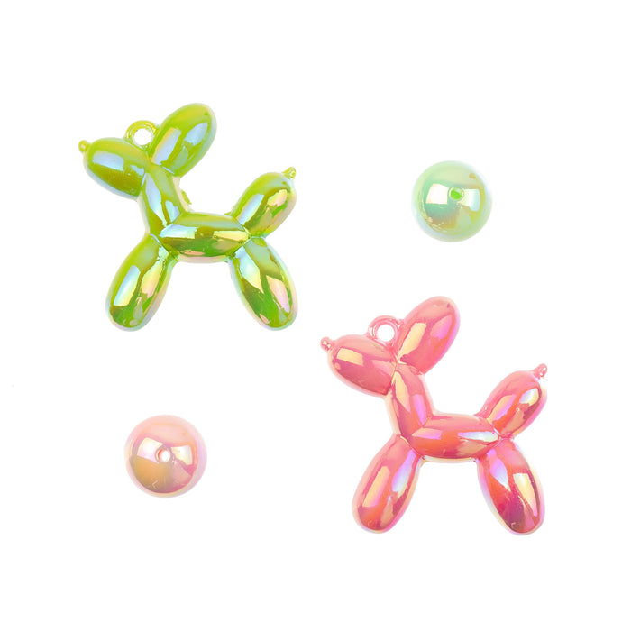 Super Cute Acrylic Bead Kit Dogs/Rounds 4pcs 