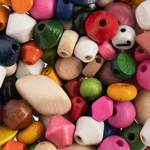 Euro Wood Beads Mix Small Multi Colors & Shapes - Cosplay Supplies Inc