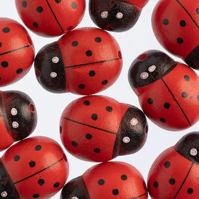 Wood Bead 20x27mm Lady Bug 50g Red - Cosplay Supplies Inc