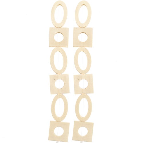 Wood Oval and Square Beads 7in strand 2 strands