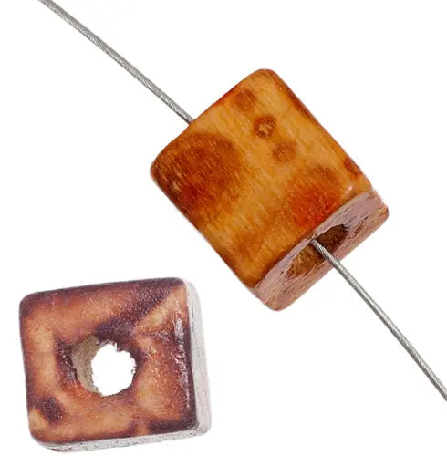 Wooden Bead Cube 10x10mm Mixed Pattern & Color