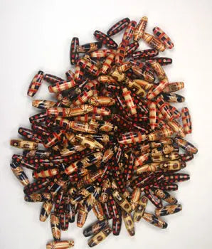 Wooden Bead Oval 8x22mm Mixed Pattern & Color