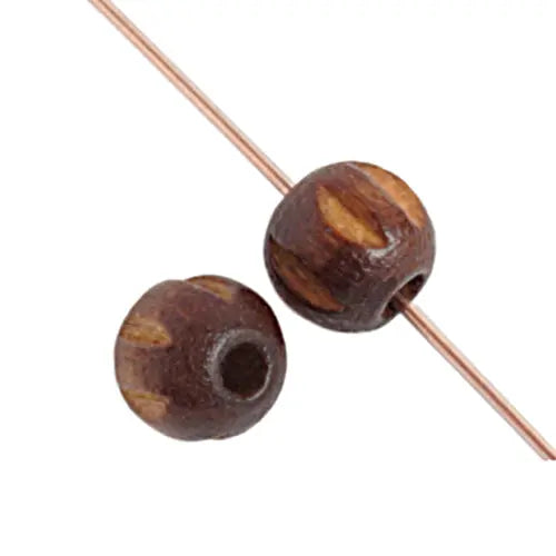 Euro Wood Beads Round Ridged 6mm Dark Brown