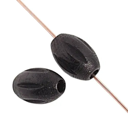 Euro Wood Beads Ridged Oval 7x10.5mm 