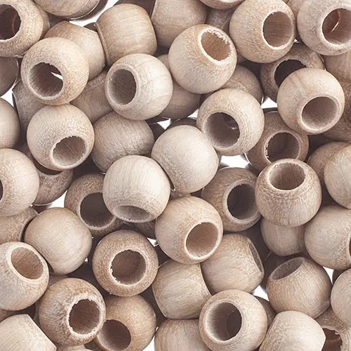 Euro Wood Beads - Round Large Hole 8x6.5mm 