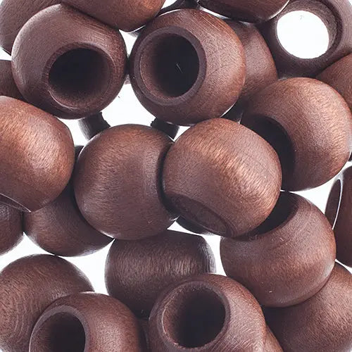 Euro Wood Beads - Round Large Hole 14x11mm 