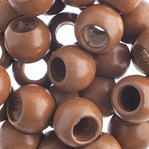 Euro Wood Beads - Round Large Hole 14x11mm 