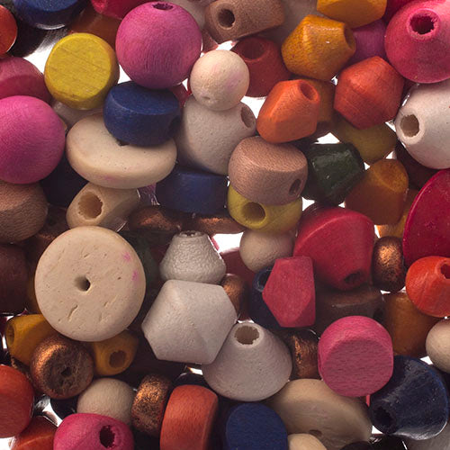 Euro Wood Beads Small Multi Colors & Shapes