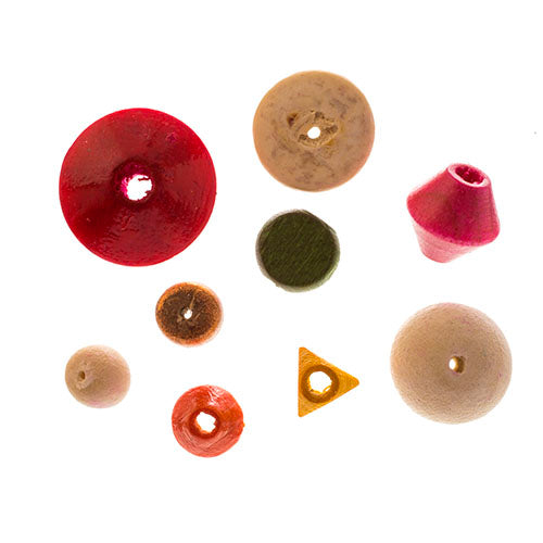 Euro Wood Beads Small Multi Colors & Shapes