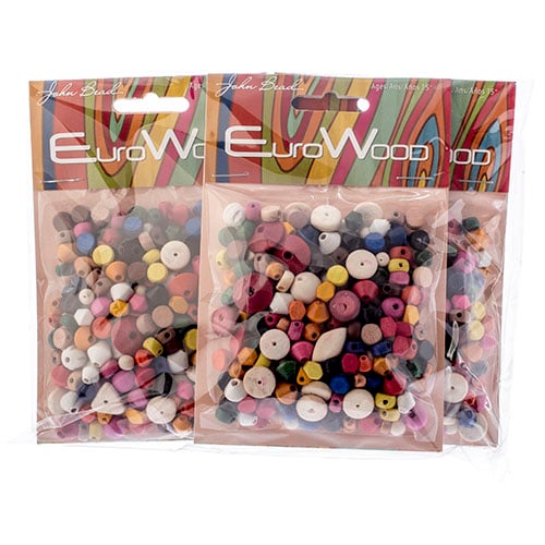 Euro Wood Beads Small Multi Colors & Shapes