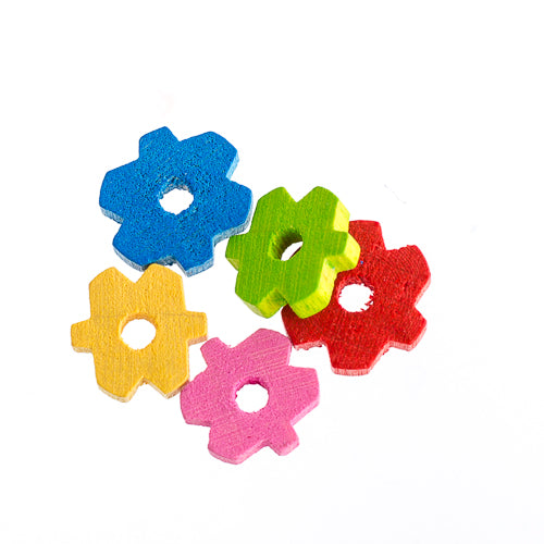 Euro Wood Beads Flower 9x2mm Multi