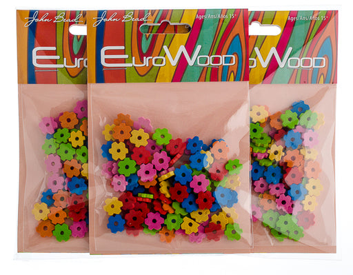 Euro Wood Beads Flower 9x2mm Multi