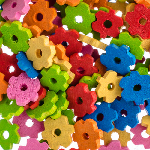 Euro Wood Beads Flower 9x2mm Multi