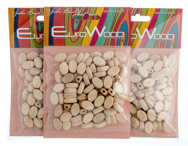 Euro Wood Beads Flat Oval 8x12mm 