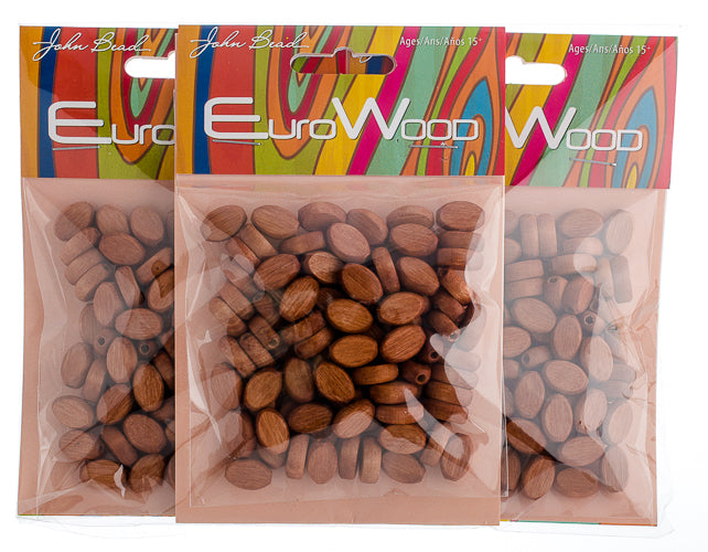 Euro Wood Beads Flat Oval 8x12mm 