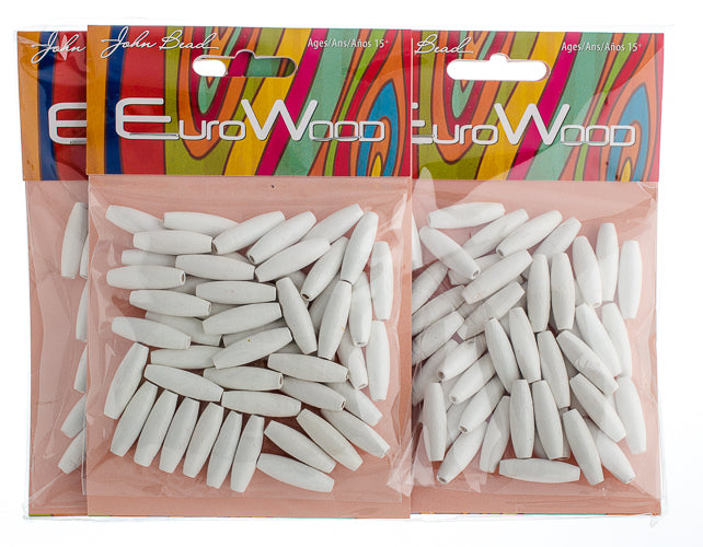 Euro Wood Spaghetti Beads 6x20mm 