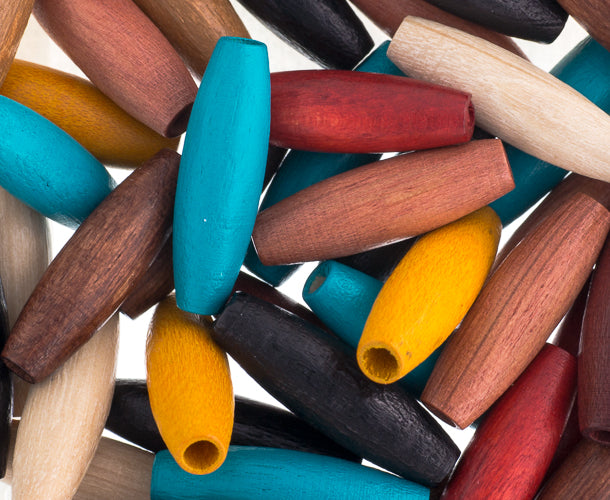 Euro Wood Spaghetti Beads 6x20mm 50pcs