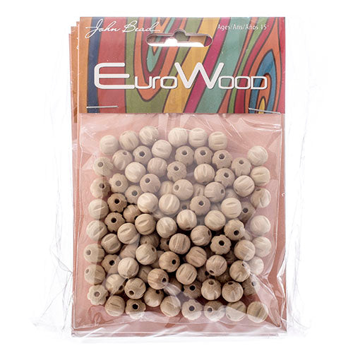 Euro Wood Beads Round Ridged 8mm