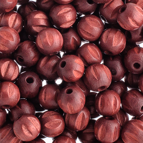 Euro Wood Beads Round Ridged 8mm
